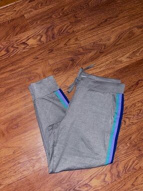 Athletic Works Gray Joggers with Blue & Teal Side Stripes